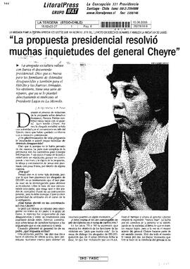 "La propuesta presidencial resolvió muchas inquietudes del general Cheyre"