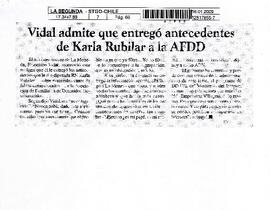 Vidal admite que entregó antecedentes de Karla Rubilar a la AFDD.