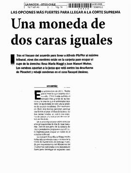 Una moneda de dos caras iguales.