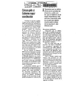 Cámara pide al Gobierno mayor coordinación