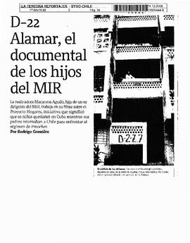 D-22 Alamar, el documental de los hijos del MIR.