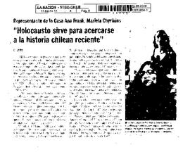 "Holocausto sirve para acercarse a la historia chilena reciente"