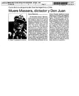 Muere Massera, dictador y Don Juan.