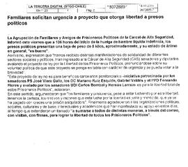 Familiares solicitan urgencia a proyecto que otorga libertad a presos políticos