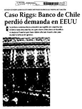 Caso Riggs: Banco de Chile perdió demanda en EEUU.