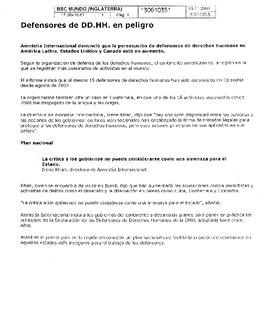 Defensores de DD.HH. en peligro