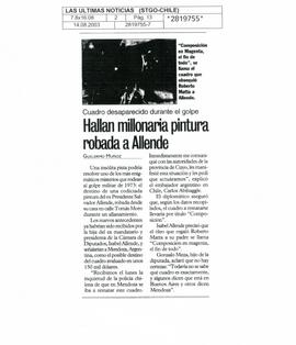 Hallan millonaria pintura robada a Allende
