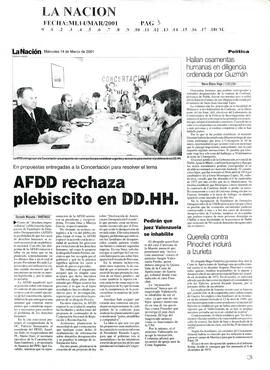 AFDD rechaza plebiscito en DD.HH