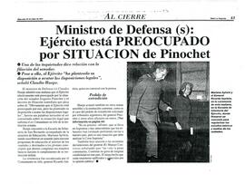 Ministro de Defensa (s): Ejército está preocupado por situación de Pinochet