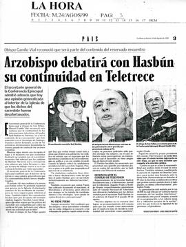 Arzobispo debatirá con Hasbún su continuidad en Teletrece