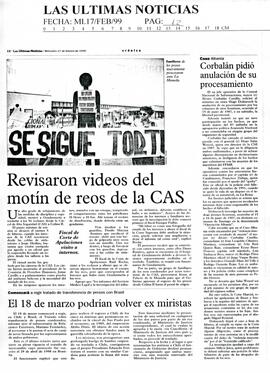 Revisaron videos del motín de la CAS