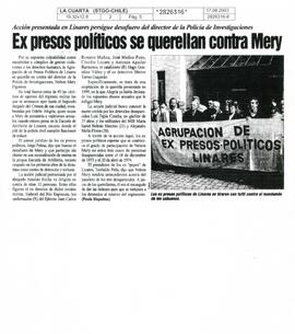 Ex presos políticos se querellan contra Mery.