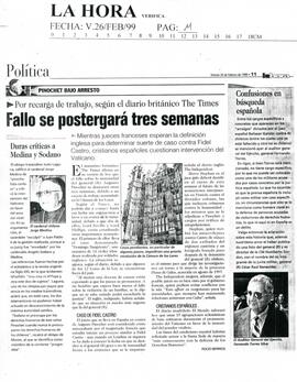 Fallo se postergará tres semanas