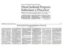 Fiscal judicial propone sobreseer a Pinochet