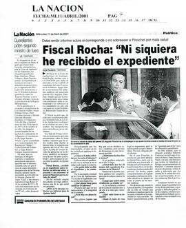 Fiscal Rocha: "Ni siquiera he recibido el expediente