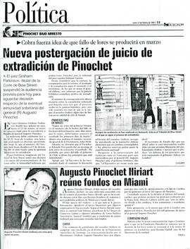 Nueva postergación de juicio de extradición de Pinochet