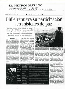 Chile renueva su participación en misiones de paz