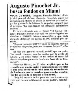 Augusto Pinochet Jr. Busca fondos en Miami