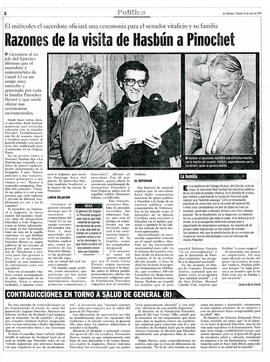 Razones de la visita de Hasbún a Pinochet