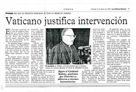 Vaticano justifica intervención