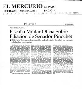 Fiscalía Militar oficia sobre filiación de Senador Pinochet