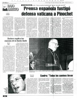 Prensa española fustigó defensa vaticana a Pinochet