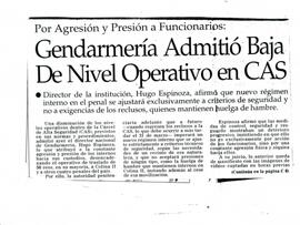 Gendarmería admitió baja de nivel operativo en CAS