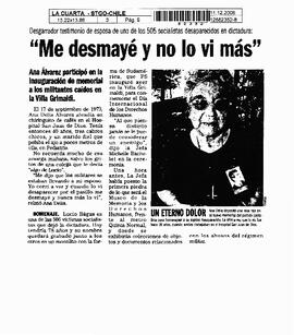 "Me desmayé y no lo vi más"