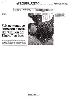 Seis personas se sumaron a toma del "Chiflón del Diablo" en Lota.