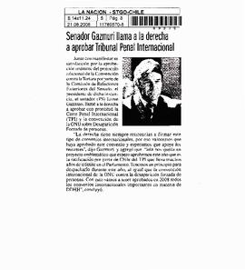 Senador Gazmuri llama a la derecha a aprobar Tribunal Penal Internacional.