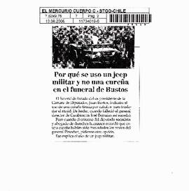 Por qué se uso un jeep militar y no una cureña en el funeral de Bustos.