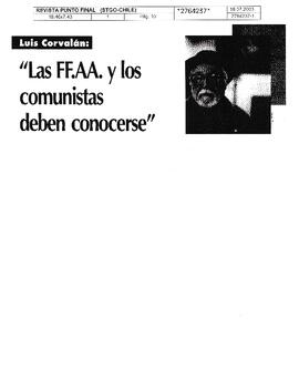 "Las FF.AA. y los comunistas deben conocerse"