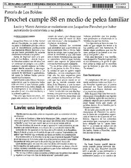 Parcela de Los Boldos: Pinochet cumple 88 en medio de  pelea familiar