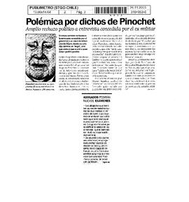 Polémica por dichos de Pinochet