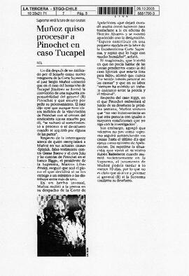 Muñoz quiso procesar a Pinochet en caso Tucapel.