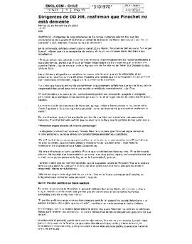 Dirigentes de DD.HH. reafirman que Pinochet no está demente