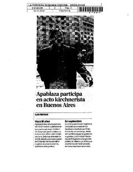 Apablaza participa en acto kirchnerista en Buenos Aires.