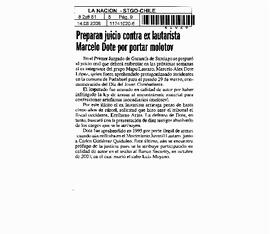 Preparan Juicio contra ex lautarista Marcelo Dote por portar molotov.