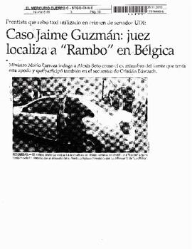 Caso Jaime Guzmán: juez localiza a "Rambo" en Belgica.