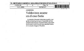 Valdovinos asume en el caso Soria