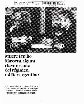 Muere Emilio Massera, figura clave e ícono del régimen militar argentino.